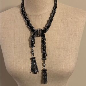 WHBM Black and Silver Tassel Necklace
